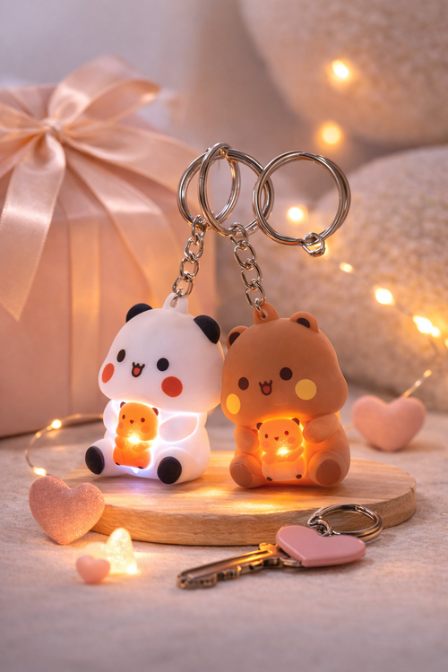 Cute Bubu & Dudu LED Couple Keychain